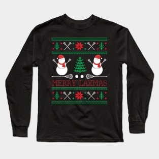 Christmas Lacrosse Lax Player Ugly Christmas Xmas Long Sleeve T-Shirt